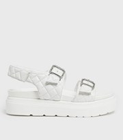 New Look White Quilted Chunky Footbed Sandals